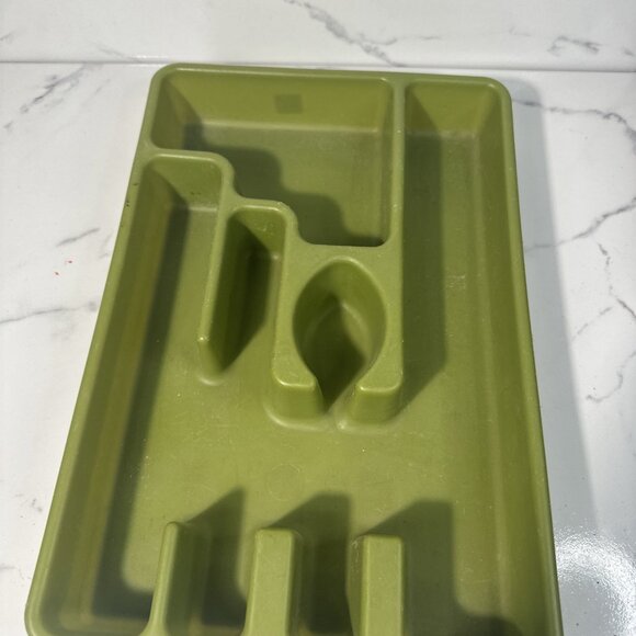 VTG 1970s Rubbermaid Silverware Flatware Utensil Holder Tray 2922 Avocado Green - Picture 1 of 4